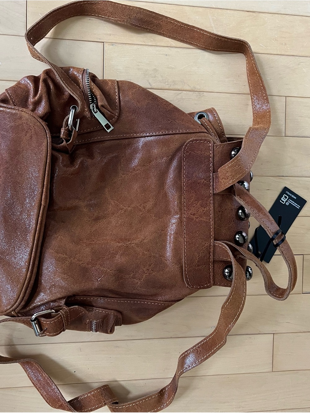 Free People x Stefano Ghilardi Brown Studded Leather Backpack - Picture 11 of 13
